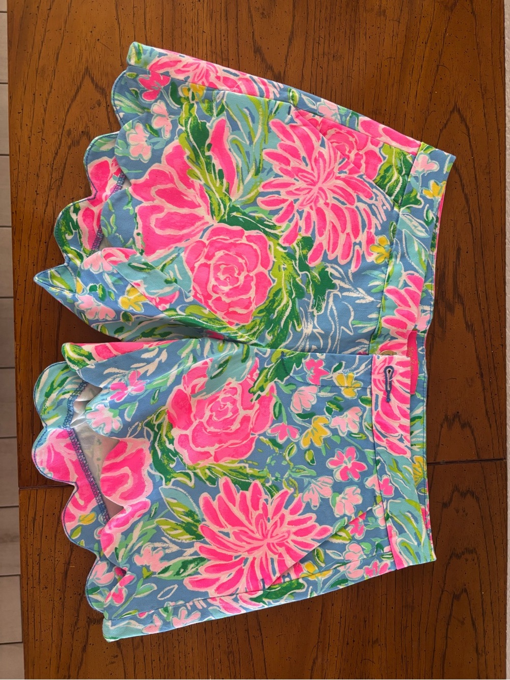 Lilly Pulitzer Pink, Blue & Green Scallop-Hem Floral Shorts